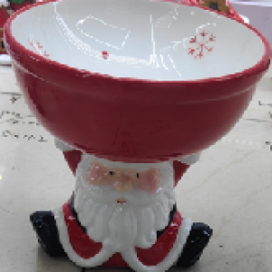 XMS décoration noël en céramique, père noël avec bol