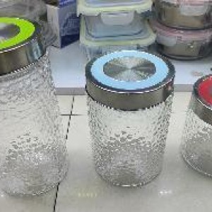 VAI moyen bocal en verre couvercle de couleur 1.2litre